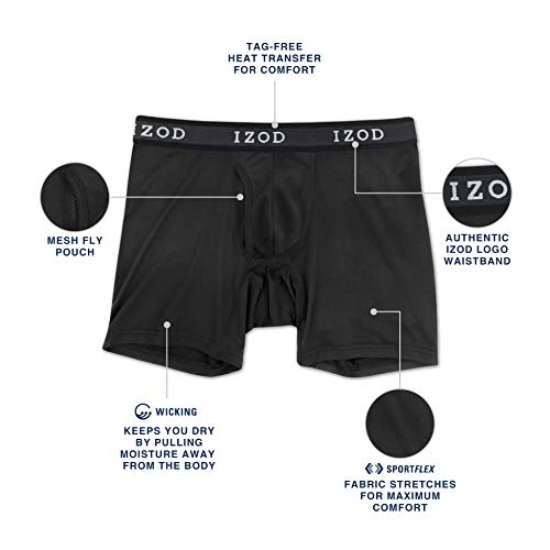 IZOD Men's Underwear Performance Boxer Briefs with Mesh Functional