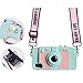 UnnFiko Wallet Case Compatible with iPhone 6 / 6s, Cute Camera Design, Flip Case Cover with Kickstand Function and Card Slots and Long Shoulder Strap (Blue, iPhone 6 / 6s)