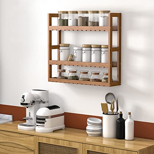 Domax Bamboo Bathroom Shelf 3Tier Wall Mount Storage Rack