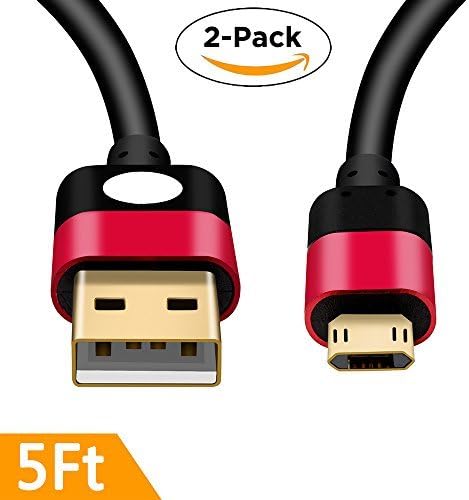 Micro USB Fast Android Charger Cable 5ft(1.5M) Reversible Double-Sided Durable Data Cord for Android Devices, Samsung Galaxy S6, S6 Edge, S5, Note 4, Note 5, LG G3, G4 etc.(2 pack) (black)