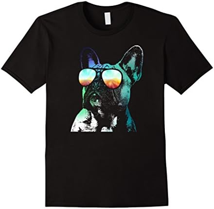 Mens French Bulldog Neon Dog Shirt XL Black