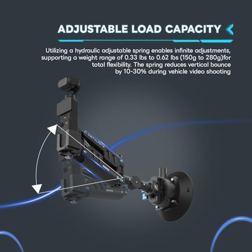 Osmo Pocket Car sucker Mount Blade Arm Sunction Cup Shock Vertical shock Absorbing Car Shooting With safety lock rope 40kg load-bearing Compatible with DJI Osmo Pocket/Gopro/360Action Camera