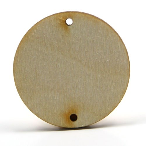 Mylittlewoodshop - Pkg of 25 - Circle Cutout - 1 inch in diameter with 2 2mm holes and 1/8 inch thick unfinished wood(LC-CCWH03-26)