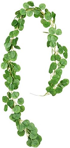 YQing Artificial Eucalyptus Garland Faux Silk Eucalyptus Leaves Vines Handmade Garland Greenery Wedding Backdrop Arch Wall Decor (Forest green)
