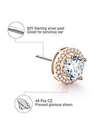 Pendientes de tuerca de oro rosa de 18 quilates de corte redondo (1,66 quilates)