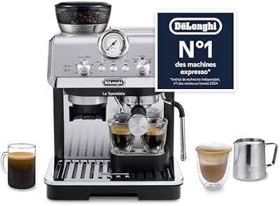 La Specialista Arte EC9155.MB, Machine Expresso Manuelle, Moulin intégré avec 8 finesses de mouture, Contrôle Actif de la Température, Buse vapeur MyLatte Art, Métal/Noir