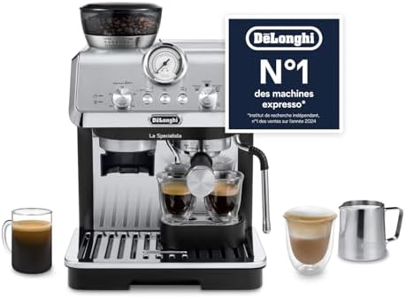 La Specialista Arte EC9155.MB, Machine Expresso Manuelle, Moulin intégré avec 8 finesses de mouture, Contrôle Actif de la Température, Buse vapeur MyLatte Art, Métal/Noir