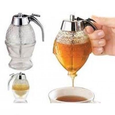 Norpro 1 Cup Glass Bee Hive Honey Syrup Dispenser Pot Jar with Trigger Stand