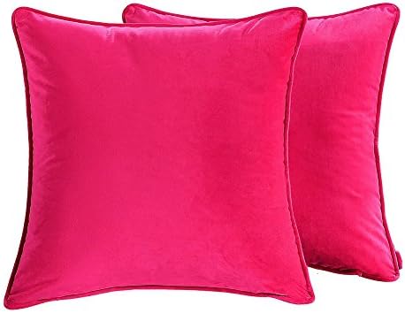 Yange Decorative Throw Pillow Cases,2-Pack Solid 18''x18'' Cushion Covers,Luxury Soft (Fuchsia)