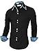 TAM WARE Mens Trendy Slim Fit Inner Checkered Button Down Shirt TWNMS323S-BLACK-US XL