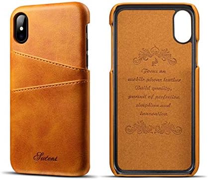 Iphonex 10 Premium Leather Phone Case Back Housing Card House Bag Back Cover for iPhone 6 6S 7 7S 8 Plus X Samsung S8 S9 Note P20 Pro Mate10 (iPhone 8 Plus/iPhone 7 Plus(5.5 inch), Khaki)