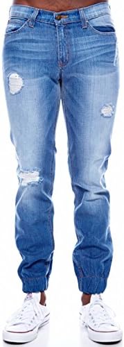 Mens Heft swag Look Basic Classic Acid Wash Distressed Denim Jeans Joggers Pants D01D (28, Acid Wash)