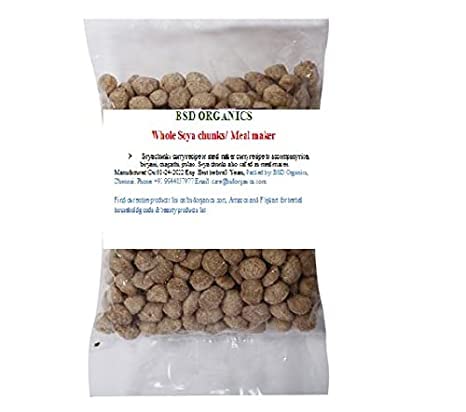 BSD Organics Whole Soya chunks/Meal maker/Soya Badi