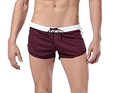 Men's Draw-String Slack Shorts Men's Swimming Trunks Boxer Brief Swimsuit Coffee US S(tag M)