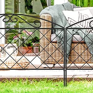 Thealyn Decorative Garden Fence 44cm (H) x 3m (L) Barrier Fence Panels Outdoor Rustproof Metal No Digging Fencing Border for Yard Patio Flower Bed