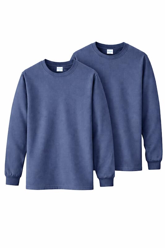 Gildan Men's Heavy Cotton Long Sleeve T-Shirt Style (G5400) 2-Pack Indigo Image