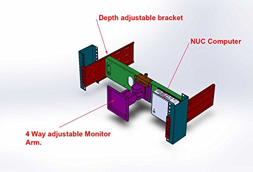 RLCD-FRAME2BK12K1 VESA LCD Monitor/TV Rackmount adapter Kit supports LCD monitor 15" to 24" and Intel NUC mini computer for 2 post or 4 Post 19" Rackmount Rack Cabinet