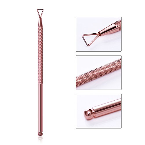Adecco LLC Cuticle Pusher Nail Cleaner - Professional Grade Stainless Steel Triangle Cuticle Peeler Scraper Remove Gel Nail Polish Nail Art Remover Tool(1 Pack) (Rose Gold)