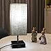 Focondot USB Table Lamp, Dual 2.1A USB Charging Port with Black Base and Fabric Shade, Nightstand Bedside Lamps Ideal for Bedroom, Living Room, Office