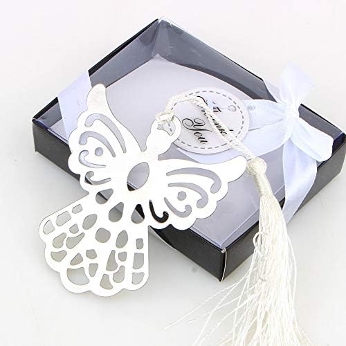 Jiaxingo Silver Angel Bookmark Stainless Steel Angel Bookmark with Tassels for Baptism Baby Shower Souvenirs Party Christening Giveaway Gift-36 Packs