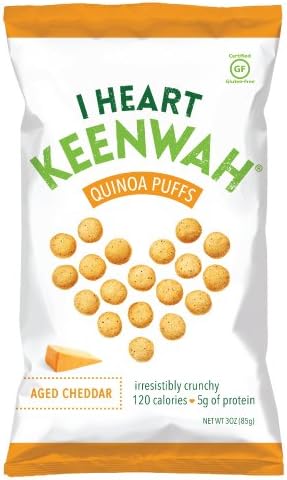 i heart keenwah Quinoa Puffs, Aged Cheddar, 3 Ounce