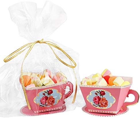 AISHOPE Teacups Candy Boxes, Wedding Favors Tea Candy Boxes Gift Box Favor Boxes for Wedding,Tea Time Party Decorations, 50pcs(Pink)