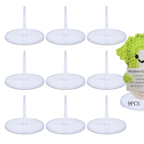9Pcs Crochet Doll Stand,Positive Pickle Stands,Crochet Emotional Support Stands,Crochet Animal Stands,Crochet Doll Display Stand,Home Decorative Showcase Holder,Amigurumi Accessories(circular)?