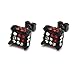 Mens Black Tone Clear/Red Cz Cube Iced Out Hip Hop Micro Pave Stud Earrings