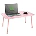 Large Bed Tray NNEWVANTE Multifunction Laptop Desk Lap Desk Foldable Portable Standing Outdoor Camping Table, Breakfast Reading Tray Holder for Couch Floor for Adults/Students/Kids(Pink)
