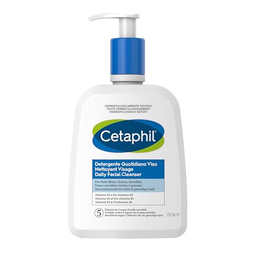 Cetaphil Täglicher Gesichtsreiniger, reduziert die Sichtbarkeit der Poren, mit Glycerin, Panthenol und Niacinamid, nicht komedogen, Format 237 ml