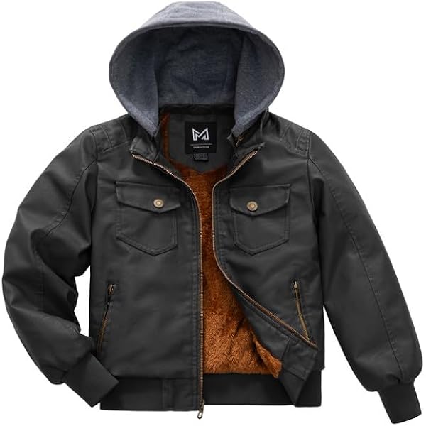 Amazon.com: wantdo Boy's Warm Winter Coat Leather Jackets with