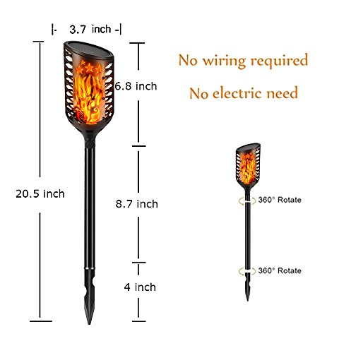 LED Solar Lights outdoor dancing Flickering Flame Waterproof Security Torch Lamp Landscape Decoration Lighting Dusk to Dawn for Driveway Yard Lawn Garden Auto On/Off(2 Pack (Black) ¡