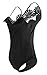 Angashion Women's Spaghetti Strap Floral Lace Jumpsuit Romper Bodysuit,Black,US 2/Tag S