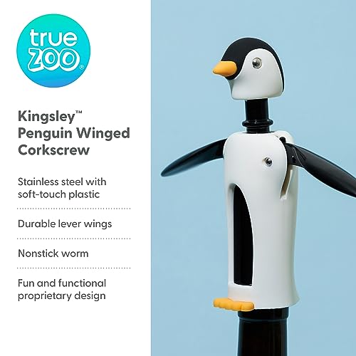 True Zoo Penguin Gifts Winged Penguin Corkscrew SoftTouch Wine Bottle