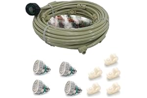 MISTCOOLING Patio Misting Kit - Pre- Assembled Misting System - Simply unpack and Attach - Cools temperatures by up to 30 Degrees - for Patio, Pool and Play Areas (36 Feet - 8 Nozzles)