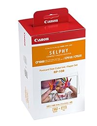 Canon RP-108 Juego de tinta papel de color, compatible con SELPHY CP910 CP820 CP1200 CP1300 1