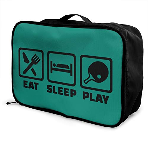 Travel Luggage Duffle Bag Lightweight Portable Handbag Eat Sleep Ping Pong Large Capacity Waterproof Foldable Storage Tote