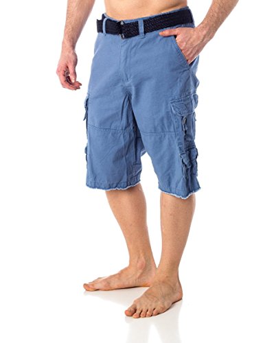 Belted Twill 100% Cotton Cargo Shorts 
