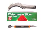 Houri Premium Stainless Steel Watermelon Slicer & Corer - Best Watermelon Cutter - Juicy Slices of Melon - Round Edges - Dishwasher Safe - Bonus Melon Baller & Ebook -