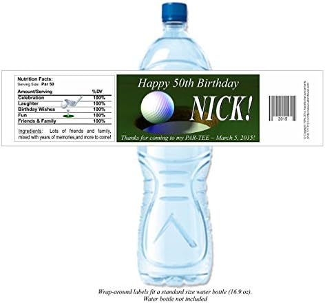 50th Birthday Golf Water Bottle Labels (set of 20)(YGolfBday)