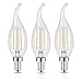 CRLight LED Candelabra Bulb 2W 2700K Warm White, 20W Equivalent 200LM E12 Base LED Candle Bulbs, C35 Clear Glass Flame Shape Bent Tip, 360 Degrees Beam Angle, 3 Pack