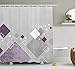 Ambesonne Abstract Shower Curtain, Geometric Composition with Different Colored Squares Striped Dotted Rhombus, Cloth Fabric for Bath Decor Set with 12 Hooks House Bathroom, 69