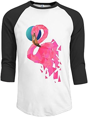 OOut Qiang Qiang Men's Geometric Flamingo1 Raglan Shirt 3/4 Sleeve T-shirt S