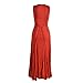Women's Summer Sleeveless Pleated Round Neck Plus Size Maxi Tank Dress Red 2xl