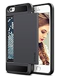 iPhone 6 Case, Vofolen Impact Resistant Protective Shell iPhone 6S Wallet Cover Shockproof Rubber Bumper Case Anti-scratches Hard Cover Skin Card Slot Holder for iPhone 6 6S 4.7 inch (Black)