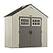 Suncast 4' x 8' Tremont Storage Shed with Windows - Natural Wood-Like Outdoor Storage for Power Equipment and Yard Tools - All-Weather Resin Material, Skylights and Shingle Style Roof