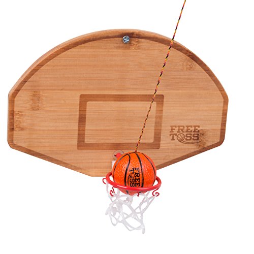 Basketball And Hoop Swing Game - Tiki Toss Free Toss- Be The First To Swing A Basket 100% Bamboo Party Game (All Parts Included)