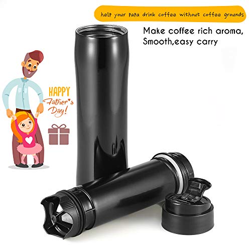 i Cafilas The Original Portable French Press Stainless Steel Coffee Maker Premium Vacuum Insulated Travel Mug Hot & Cold Brew French Presses With Cleaning Brush For Father's Day Gift(12 oz) - Thumbnail 5