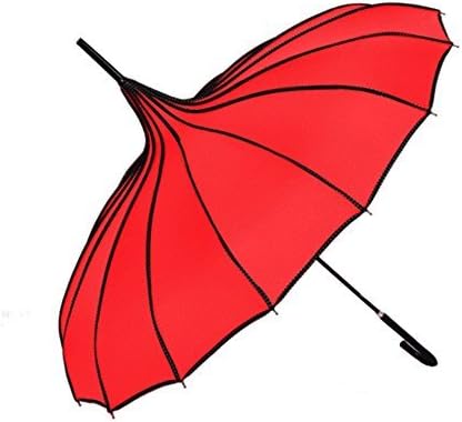 NHSUNRAY Pagoda Umbrella Vintage Parasol Princess Umbrella with Hook Handle