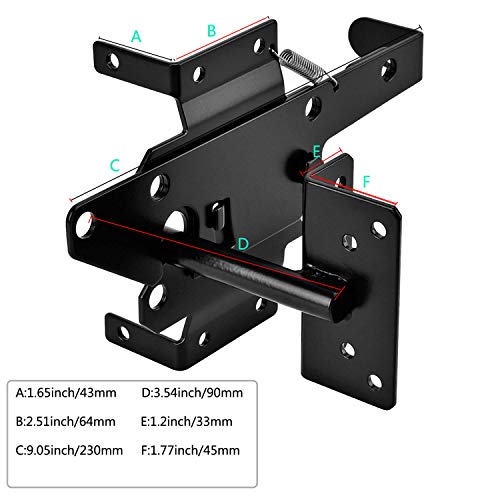 SelfLocking Gate Latch Post Mount Automatic Gravity Lever Wood Fence